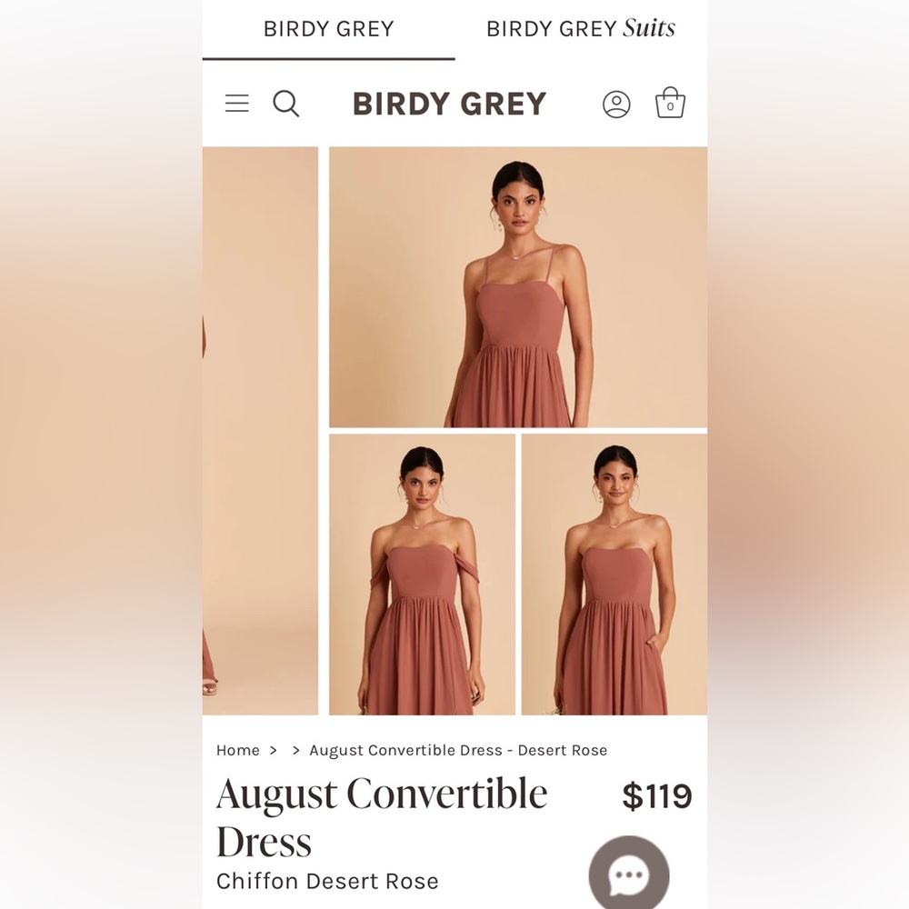 August Desert Rose Convertible Dress with straps by Birdie Grey
